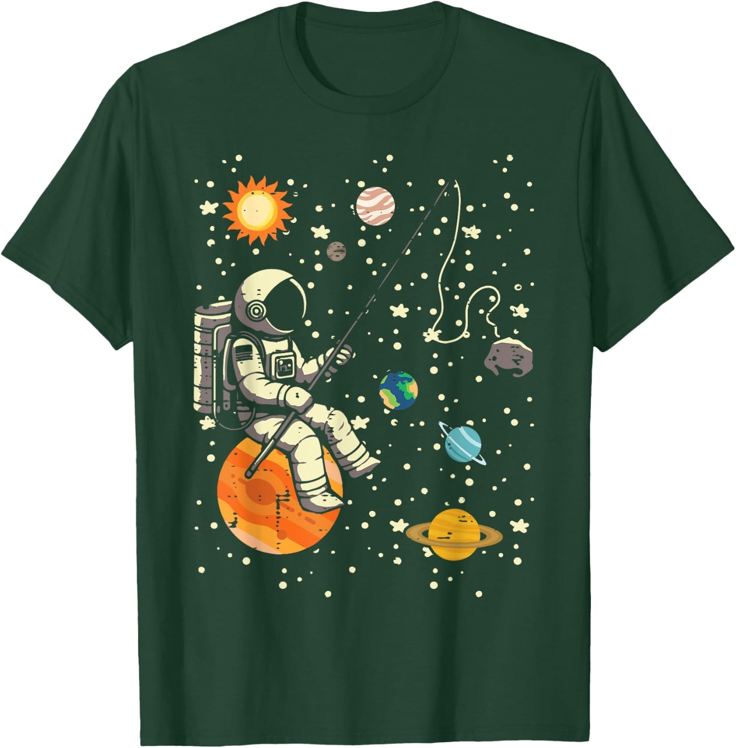 Astronaut Fishing Planets Space Galaxy Men Boys Kids Women T-Shirt - T-Shirt | Forest