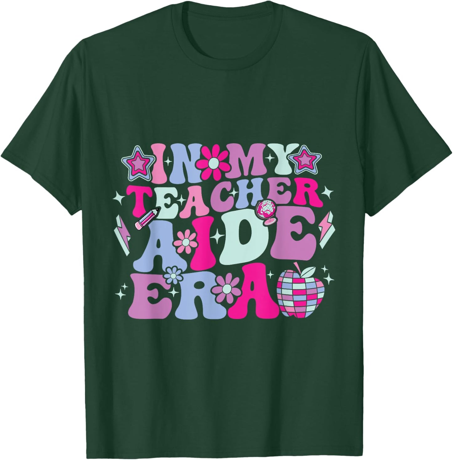 In My Teacher Aide Era Groovy Back To School T-Shirt - T-Shirt | Forest