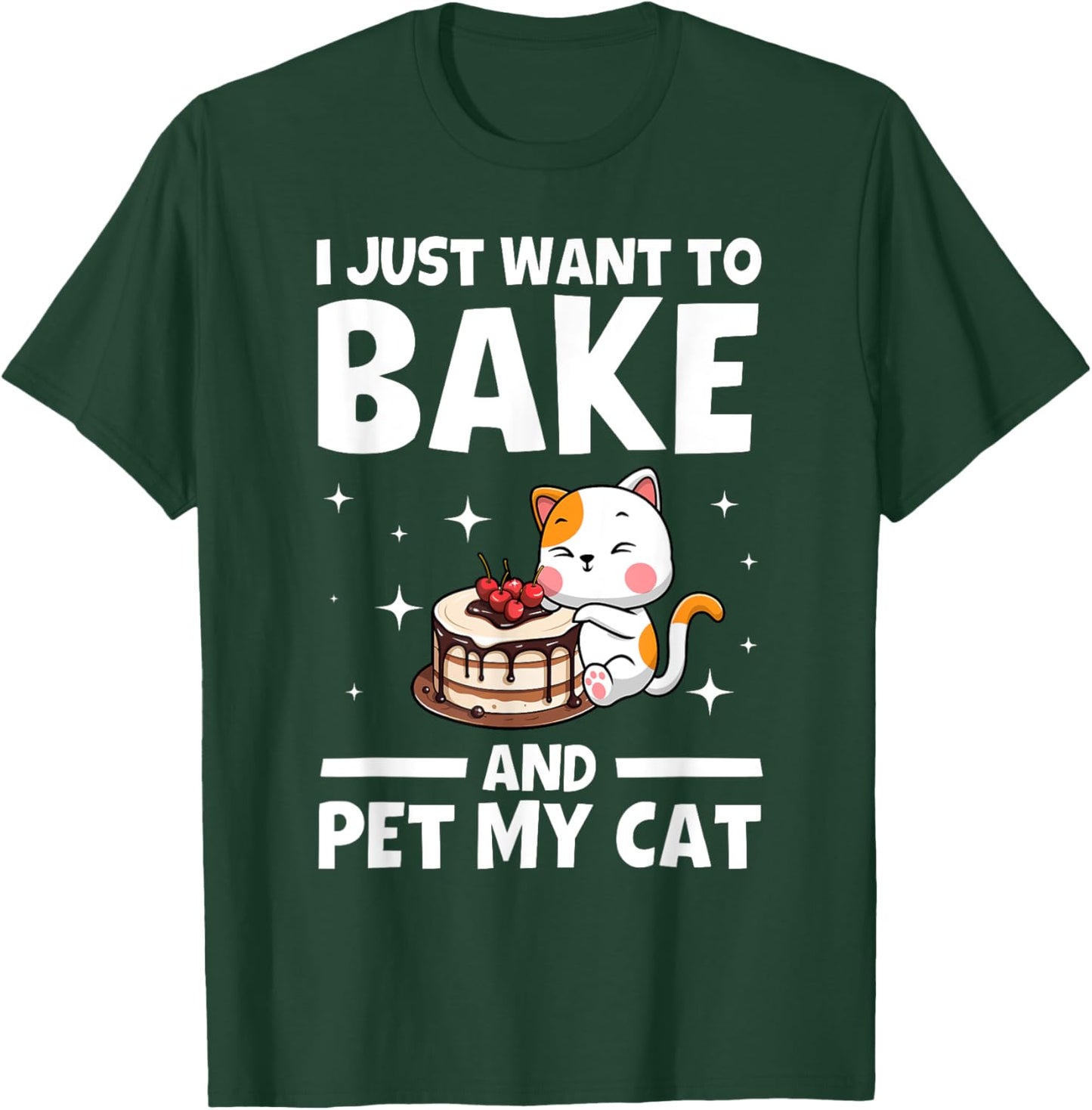 Funny Cat Baking Design Men Women Cake Baker Baking Lover T-Shirt - T-Shirt | Forest