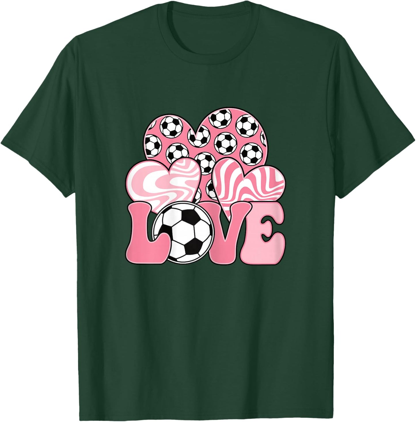 Love Soccer Cute Pink Soccer Lover Women Girls Kids T-Shirt - T-Shirt | Forest