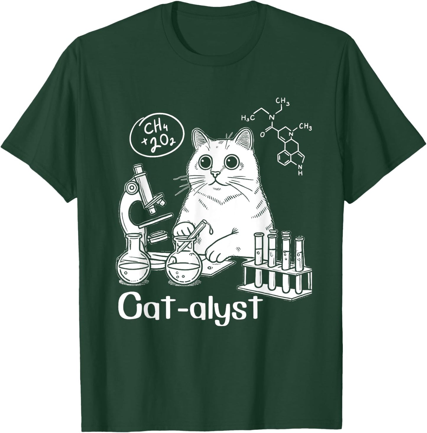 Funny Cat-alyst Science Meme Cat Scientist Nerd Cat Lover T-Shirt - T-Shirt | Forest