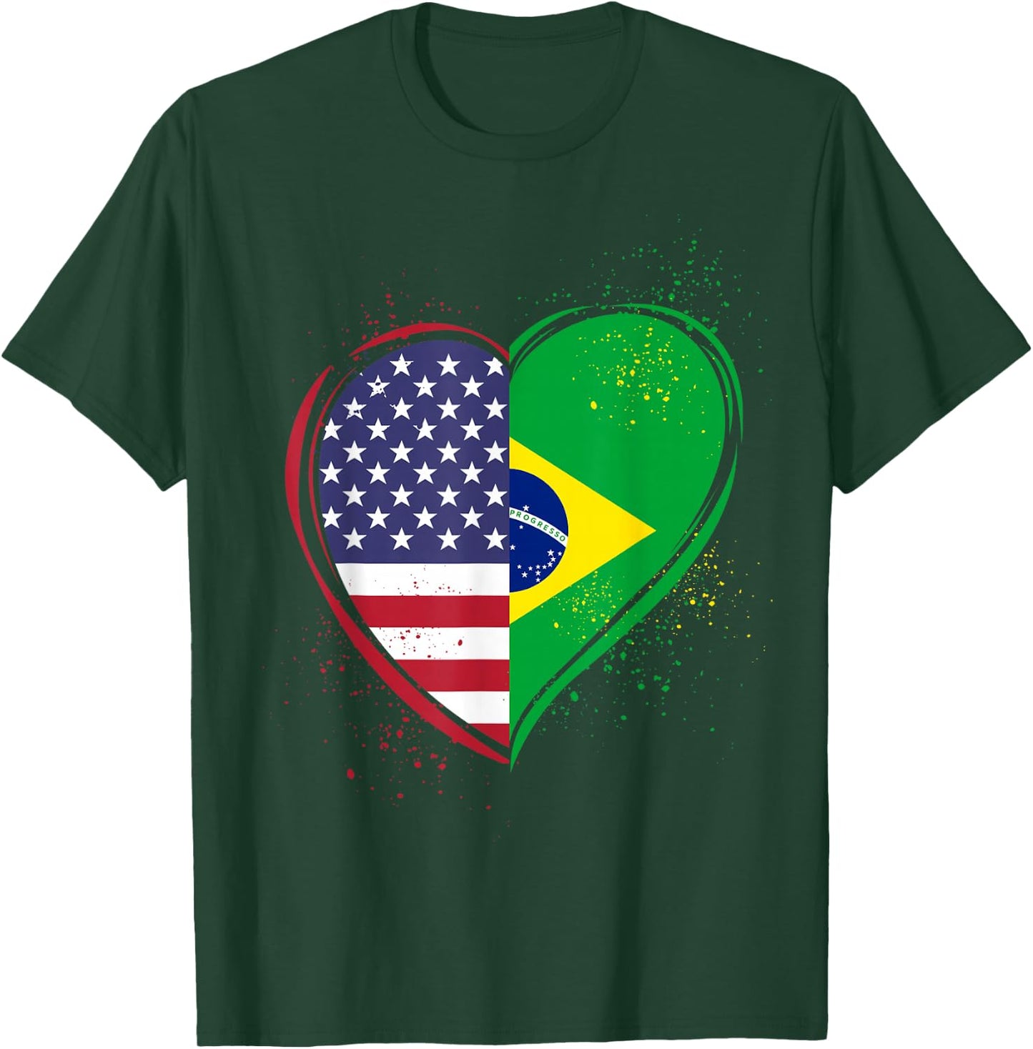 Half Brazilian Half American USA Brazil Culture Patriot Flag T-Shirt - T-Shirt | Forest
