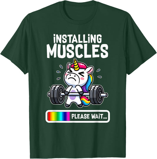Funny Cute Unicorn Workout Gym Fitness Weightlifting Gift T-Shirt - T-Shirt | Forest