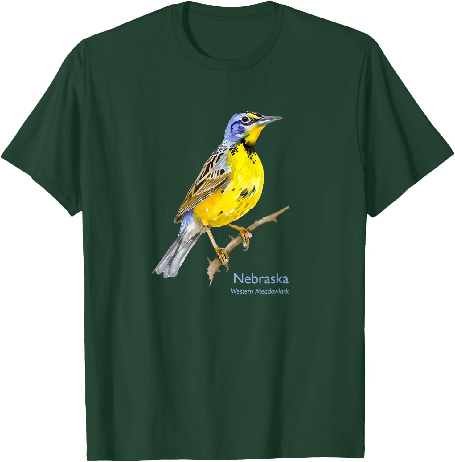 Nebraska Bird Western Meadowlark Birdwatching Birder T-Shirt - T-Shirt | Forest