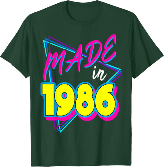 Made in 1986 35th Birthday Retro 35 Years Old 80s Vintage T-Shirt - T-Shirt | Forest