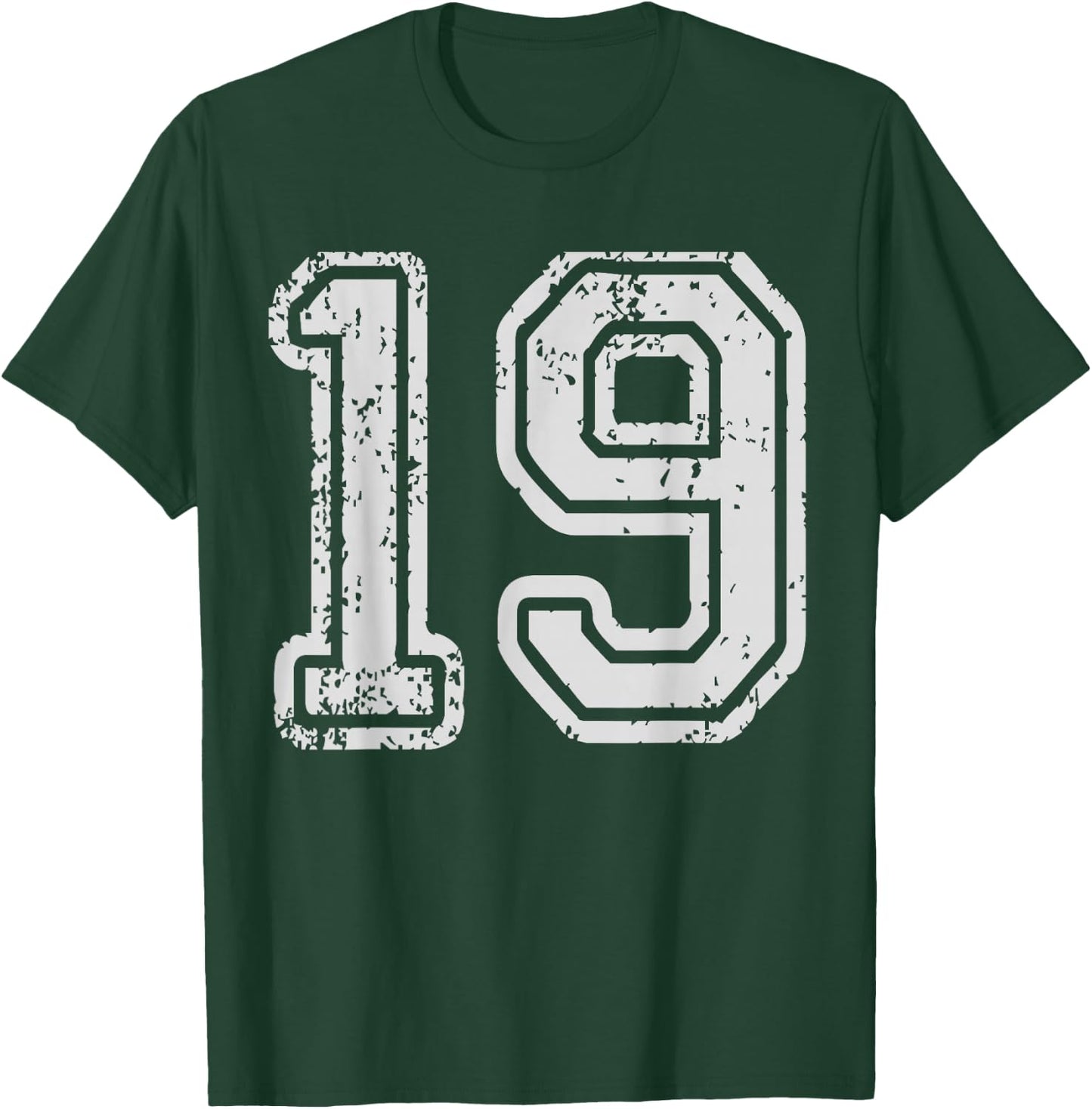 Team Jersey Uniforms Number 19 School Sports 19th Birthday T-Shirt - T-Shirt | Forest