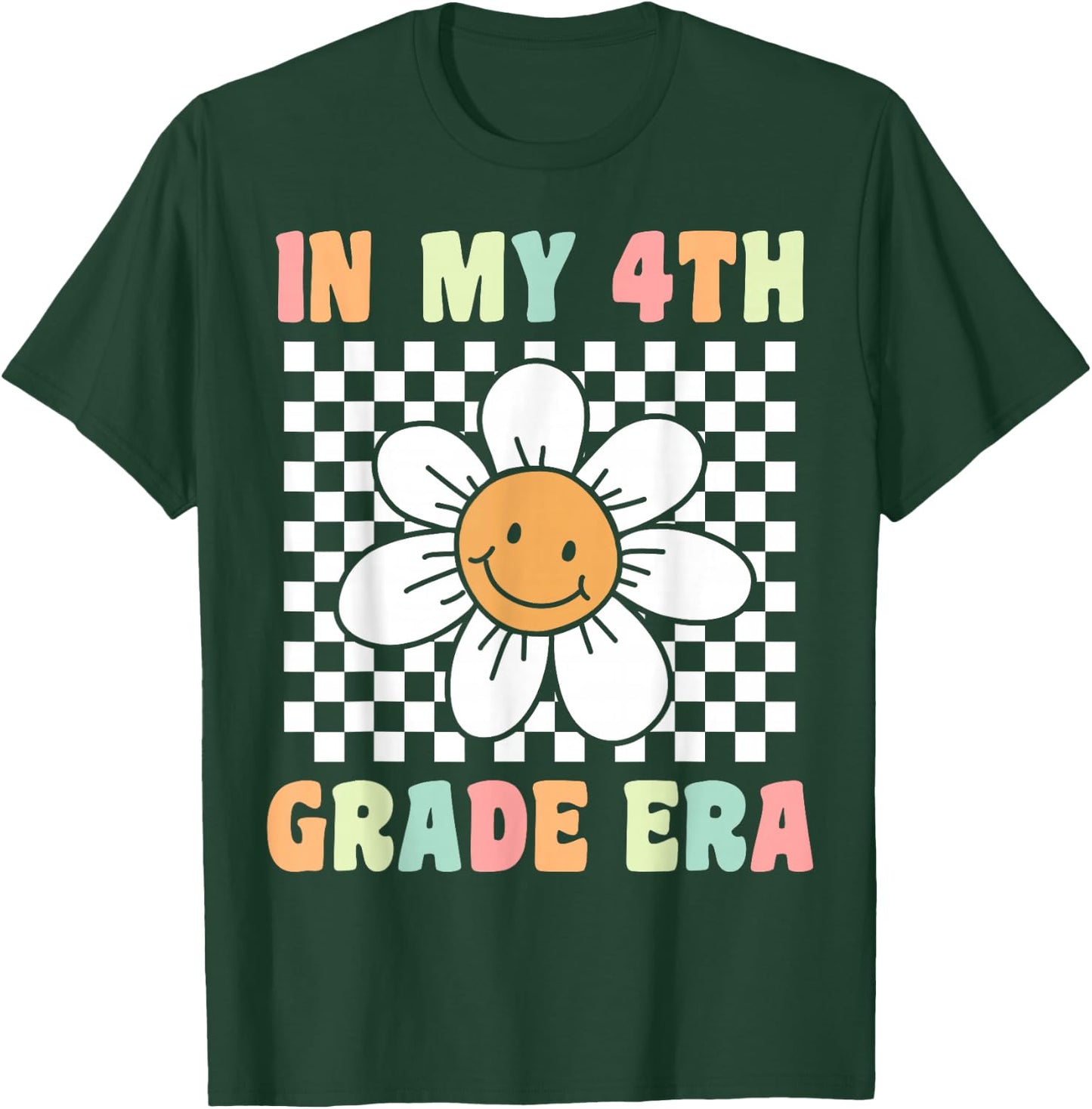 In My 4th Grade Era Cute Groovy Fourth Grade Back to School T-Shirt - T-Shirt | Forest