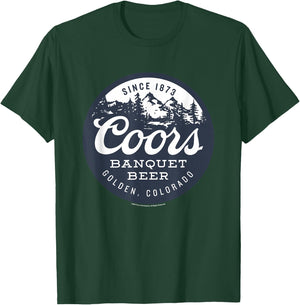 Coors Banquet Golden Colorado Circle Mountain Badge T-Shirt - T-Shirt | Forest