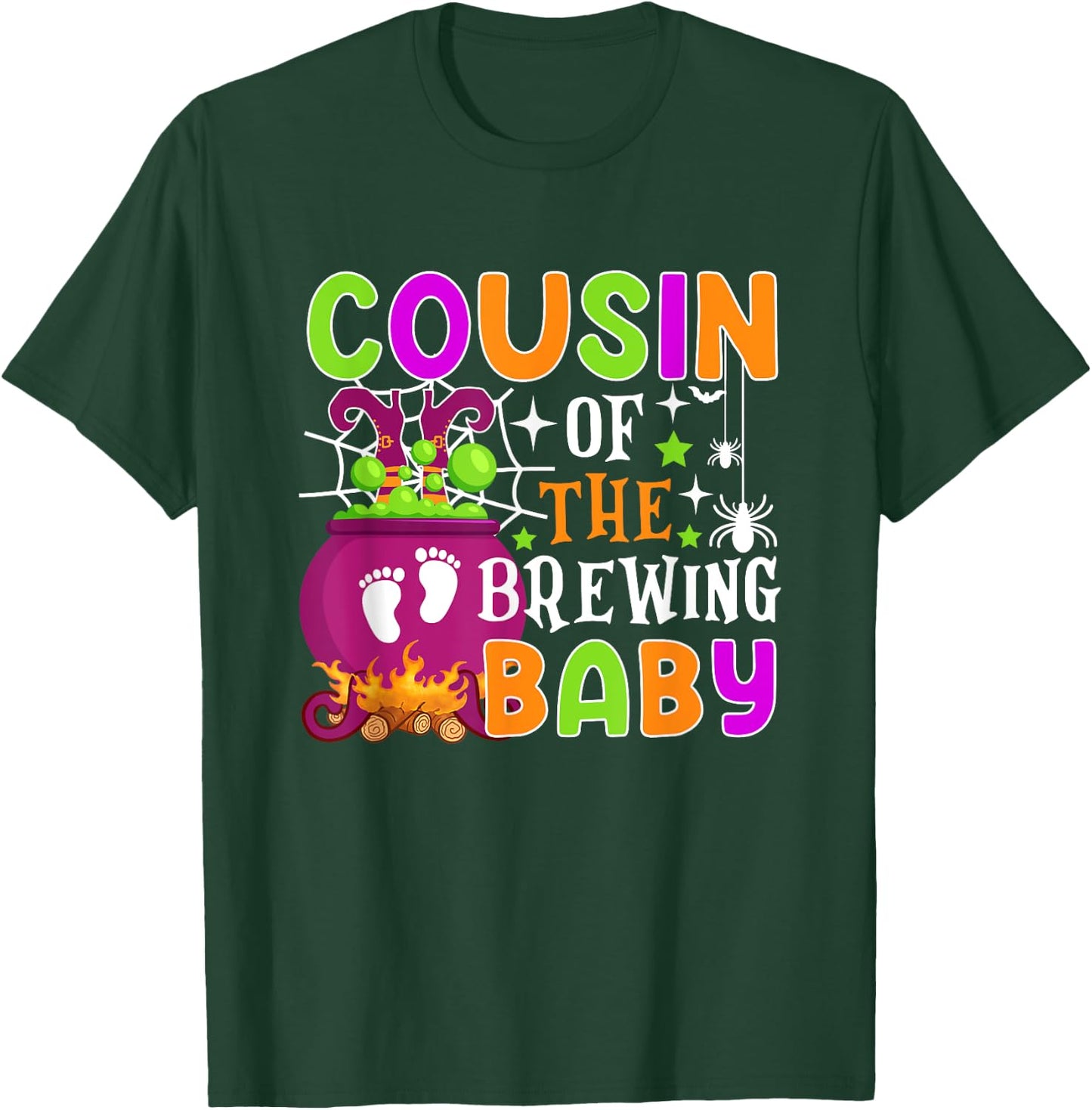 Cousin of Brewing Baby Halloween Theme Baby Shower Spooky T-Shirt - T-Shirt | Forest
