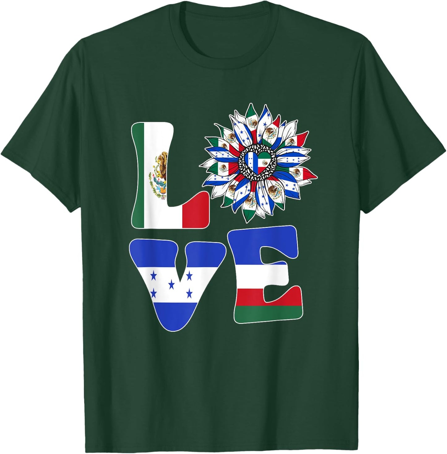 Half Mexican And Honduran Mexico Honduras Flag Sunflower T-Shirt - T-Shirt | Forest