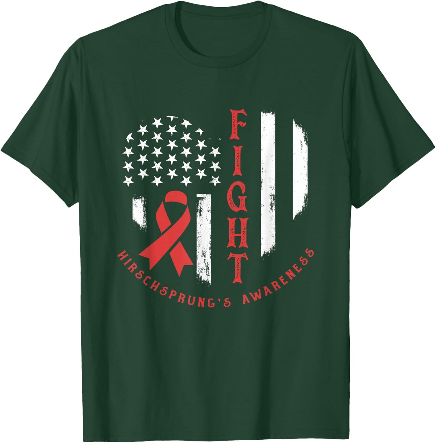 Patriotic US Flag American Hirschsprung's Disease Awareness T-Shirt - T-Shirt | Forest