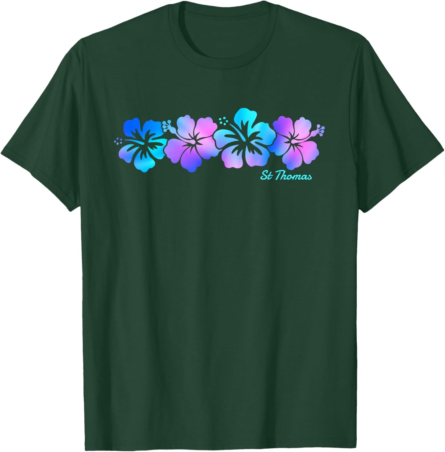 St Thomas Hibiscus Flower Vacation Souvenir T-Shirt - T-Shirt | Forest