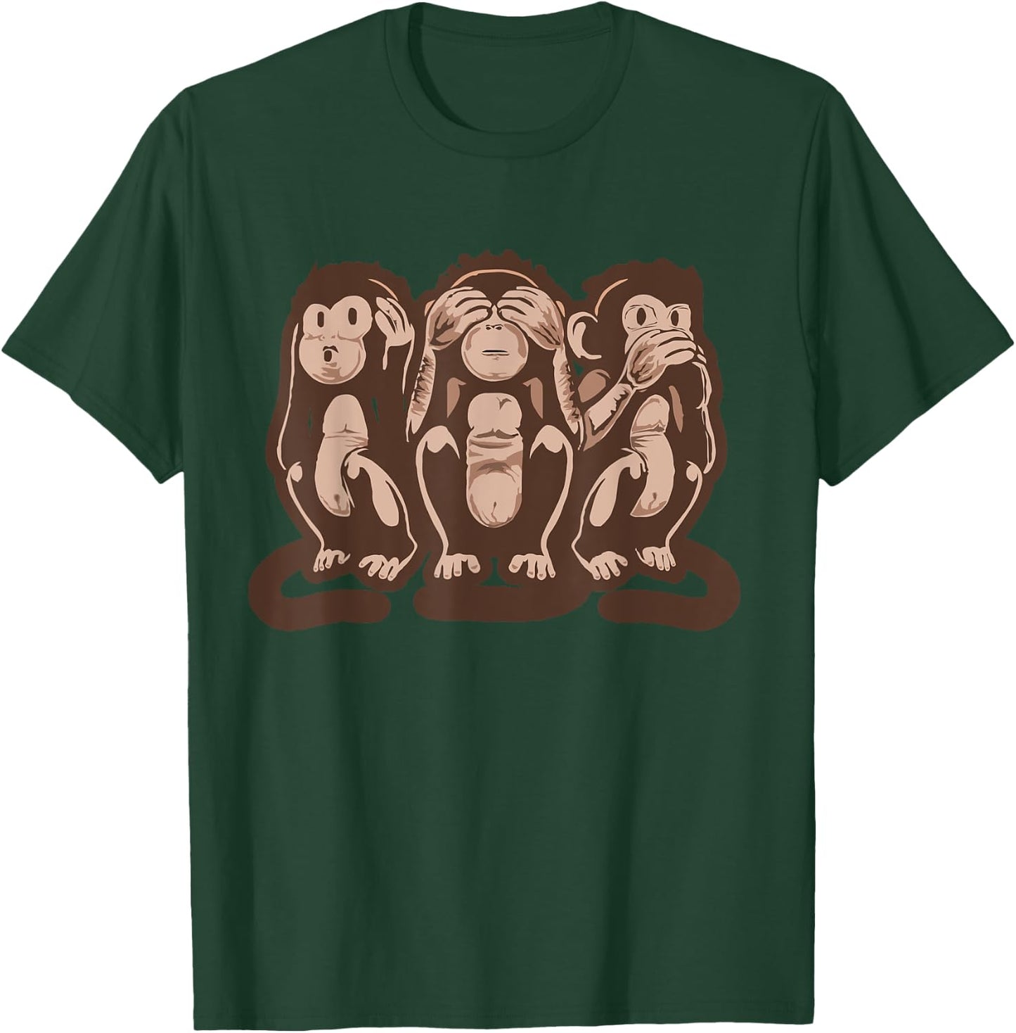 Three Wise Monkeys Speak Hear & See No Evil T-Shirt - T-Shirt | Forest