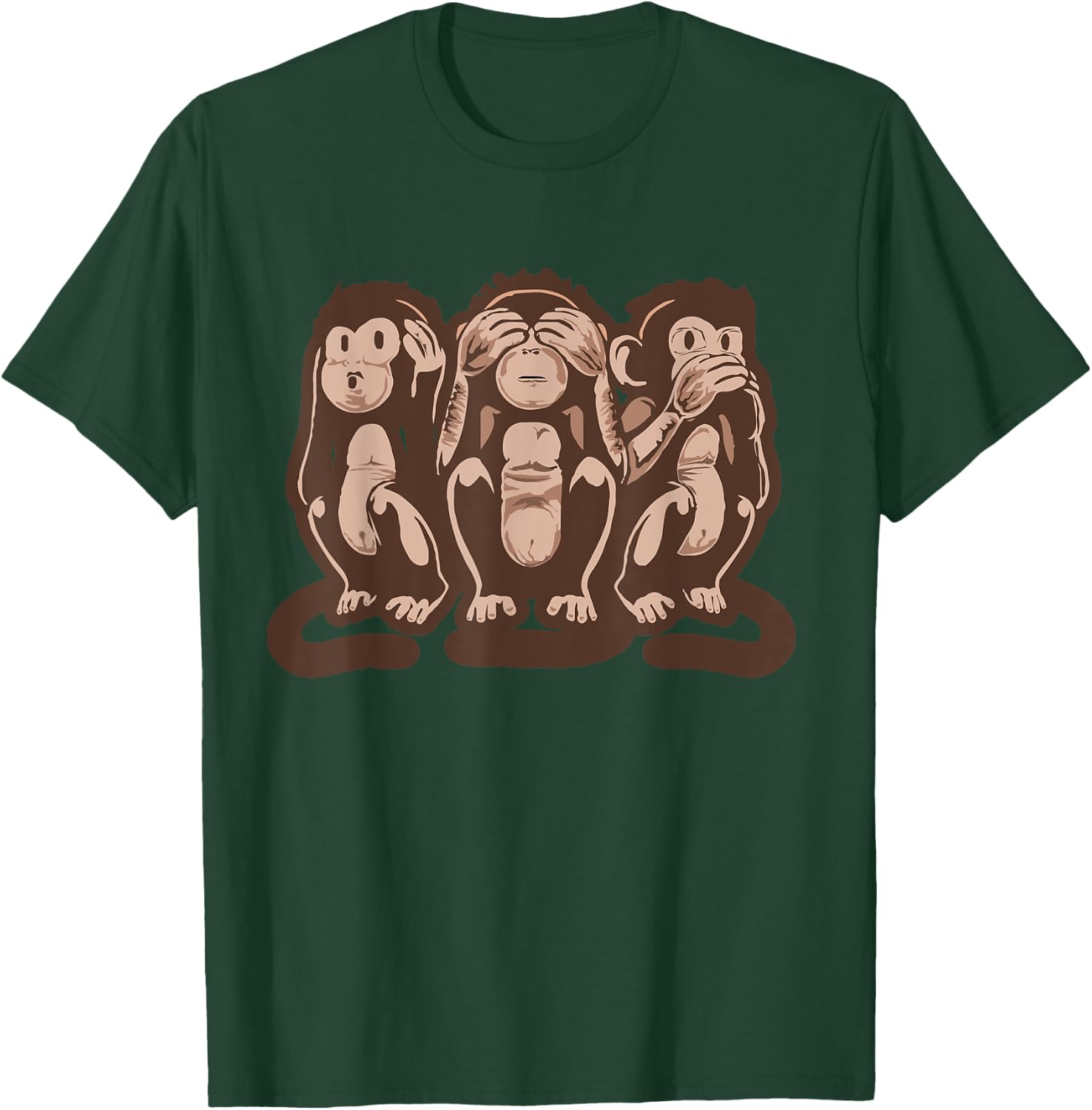 Three Wise Monkeys Speak Hear & See No Evil T-Shirt - T-Shirt | Forest
