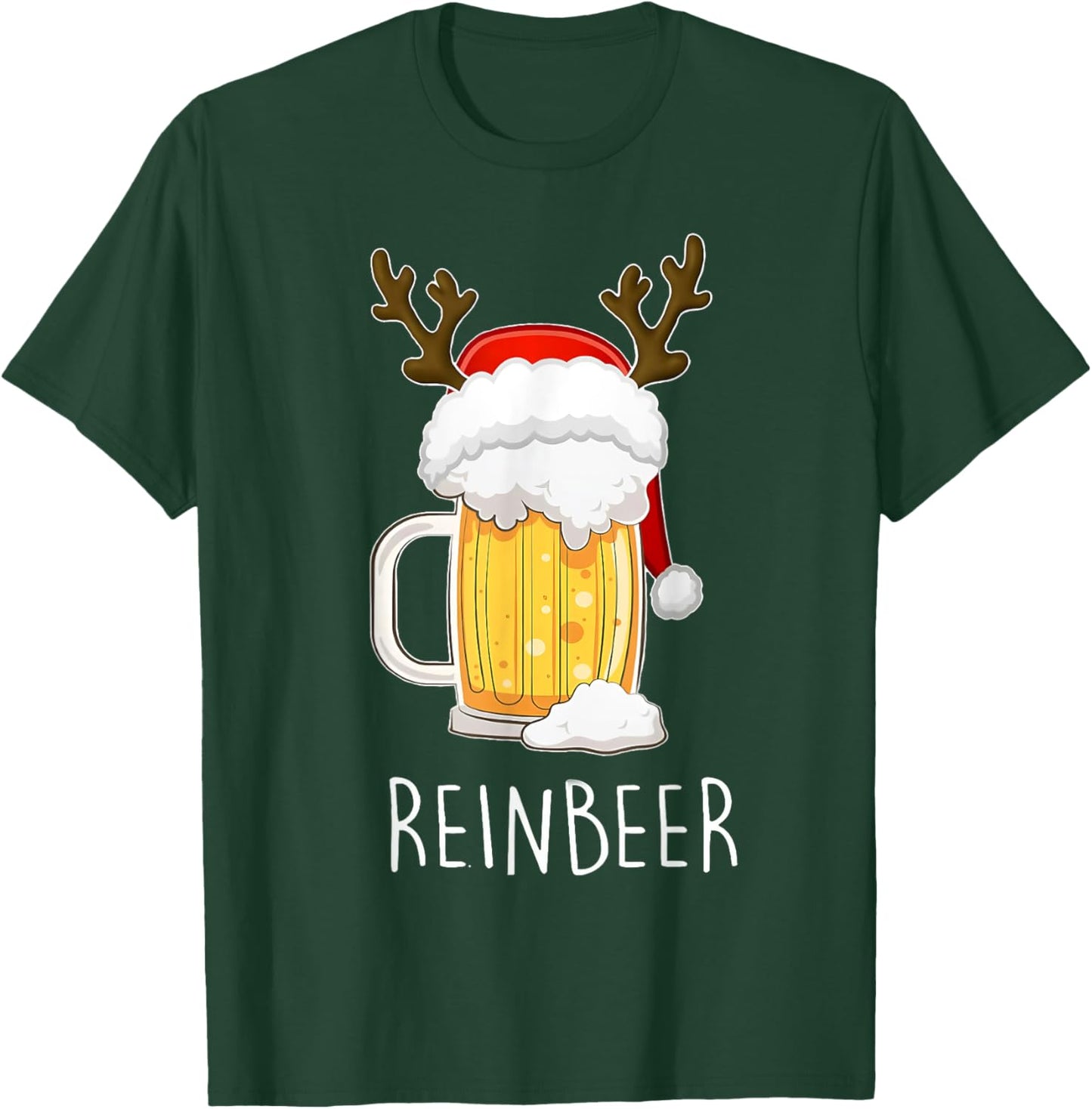 Reinbeer Winedeer Beer Wine Reindeer Christmas Xmas Couples T-Shirt - T-Shirt | Forest
