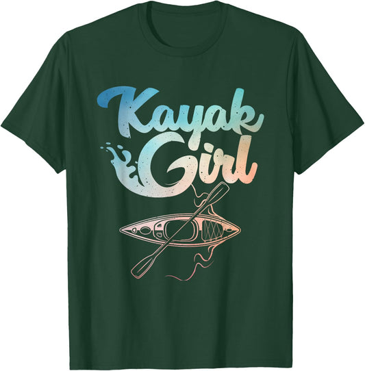 Funny Kayak Girl Art Girls Kayaking Lovers Kayak T-Shirt - T-Shirt | Forest