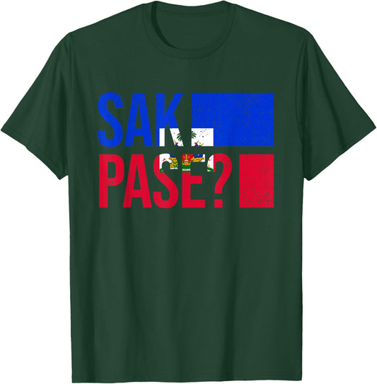 Haitian Flag Day Retro Creole Pride Haiti Flag Sak Pase T-Shirt - T-Shirt | Forest