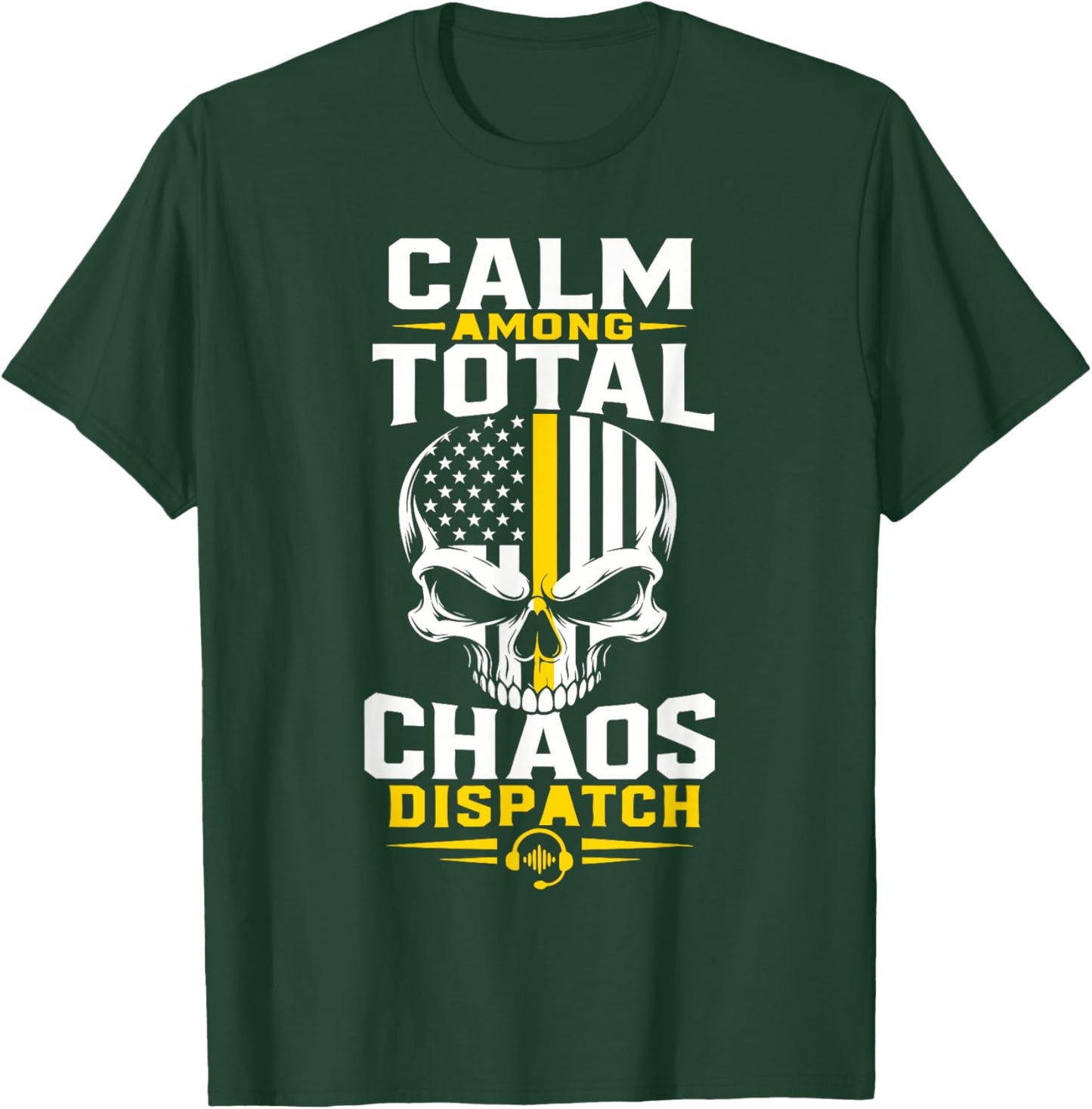 911 Dispatcher Thin Gold Line 911 Emergency Operator T-Shirt - T-Shirt | Forest