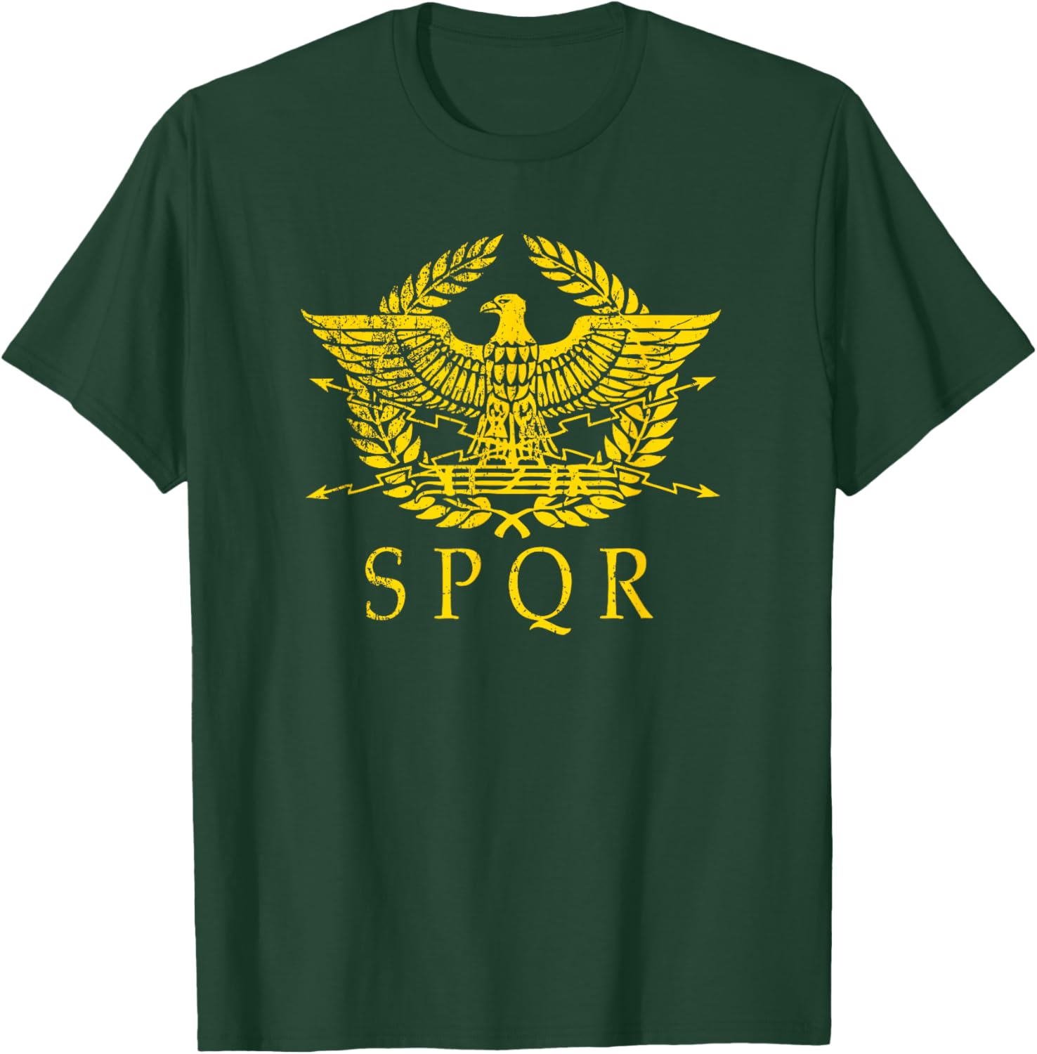 S.P.Q.R. - Distressed Ancient Rome SPQR gold logo T-Shirt - T-Shirt | Forest