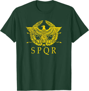 S.P.Q.R. - Distressed Ancient Rome SPQR gold logo T-Shirt - T-Shirt | Forest