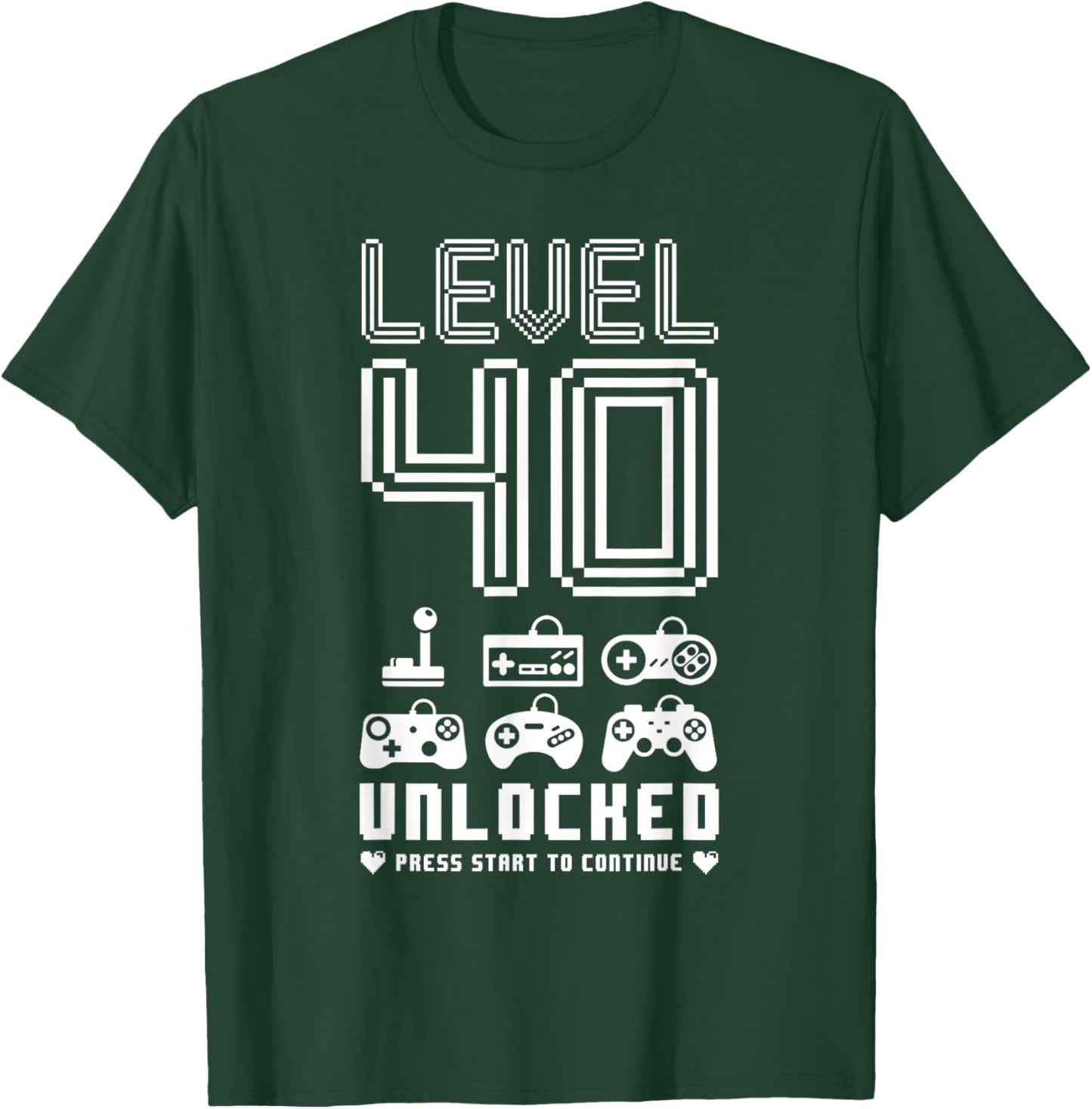 Level 40 Unlocked Video Gamer 40th Birthday Gift T-Shirt - T-Shirt | Forest