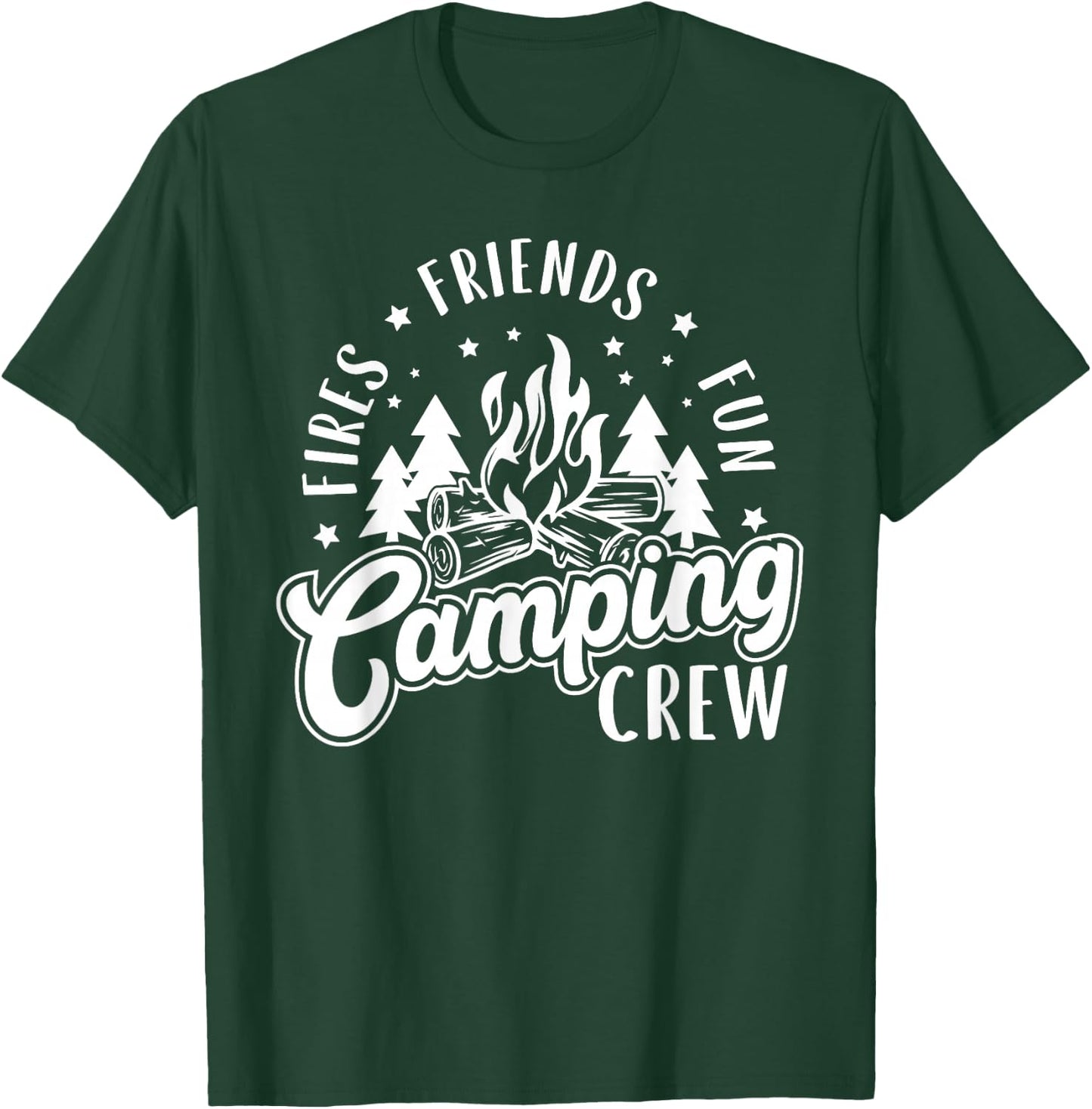 Fires Friends Fun Camping Crew Summer Camp Campfire Vacation T-Shirt - T-Shirt | Forest