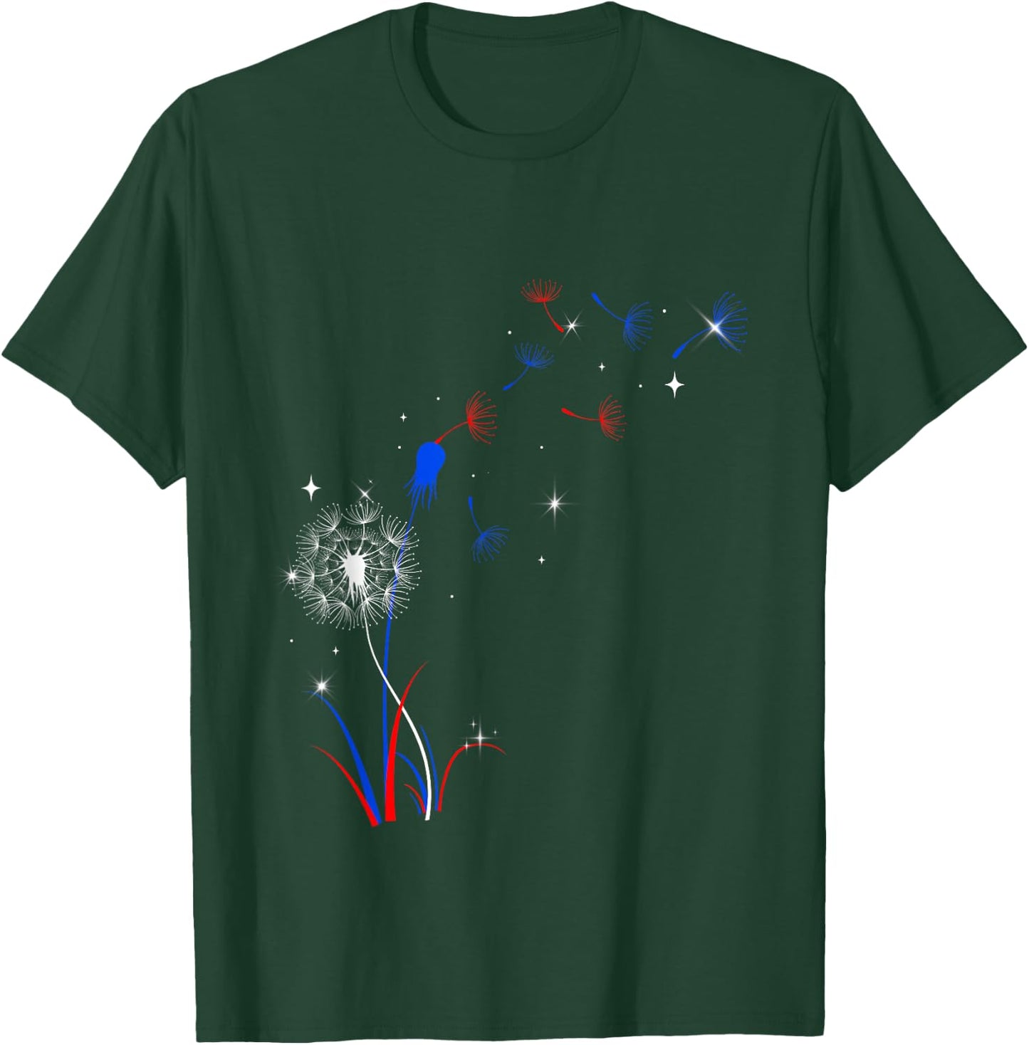 Dandelion 4th Of July Cute Flower American Patriotic T-Shirt - T-Shirt | Forest