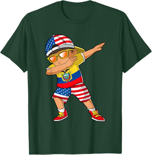 Half American Half Ecuadorian Boy Kid Ecuador Flag Patriotic T-Shirt - T-Shirt | Forest
