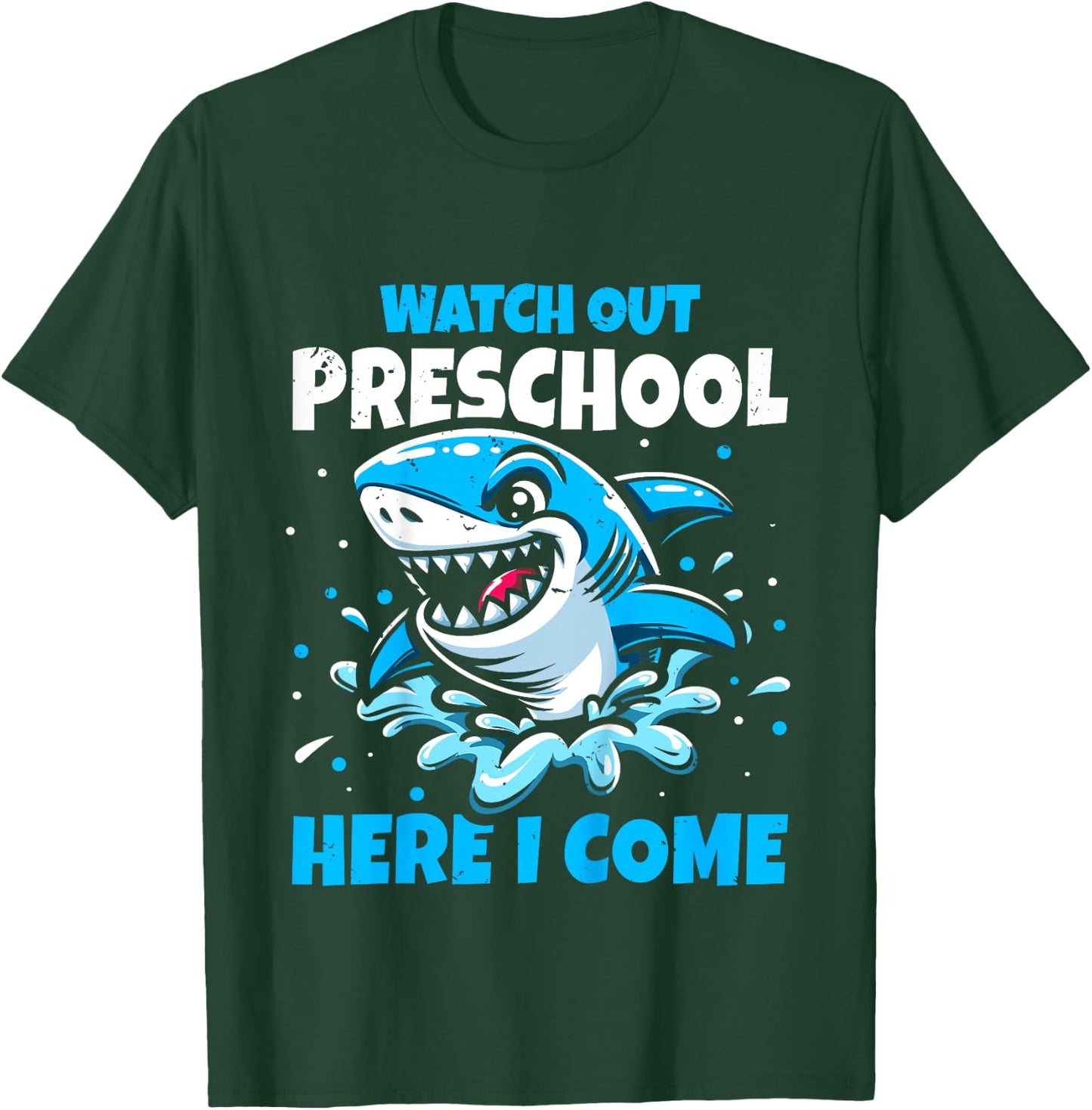 Kids Back To School Watch Out Preschool Here I Come Shark Boys T-Shirt - T-Shirt | Forest