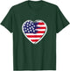 Heart US Flag 4th of July Patriotic American Stars Stripes T-Shirt - T-Shirt | Forest
