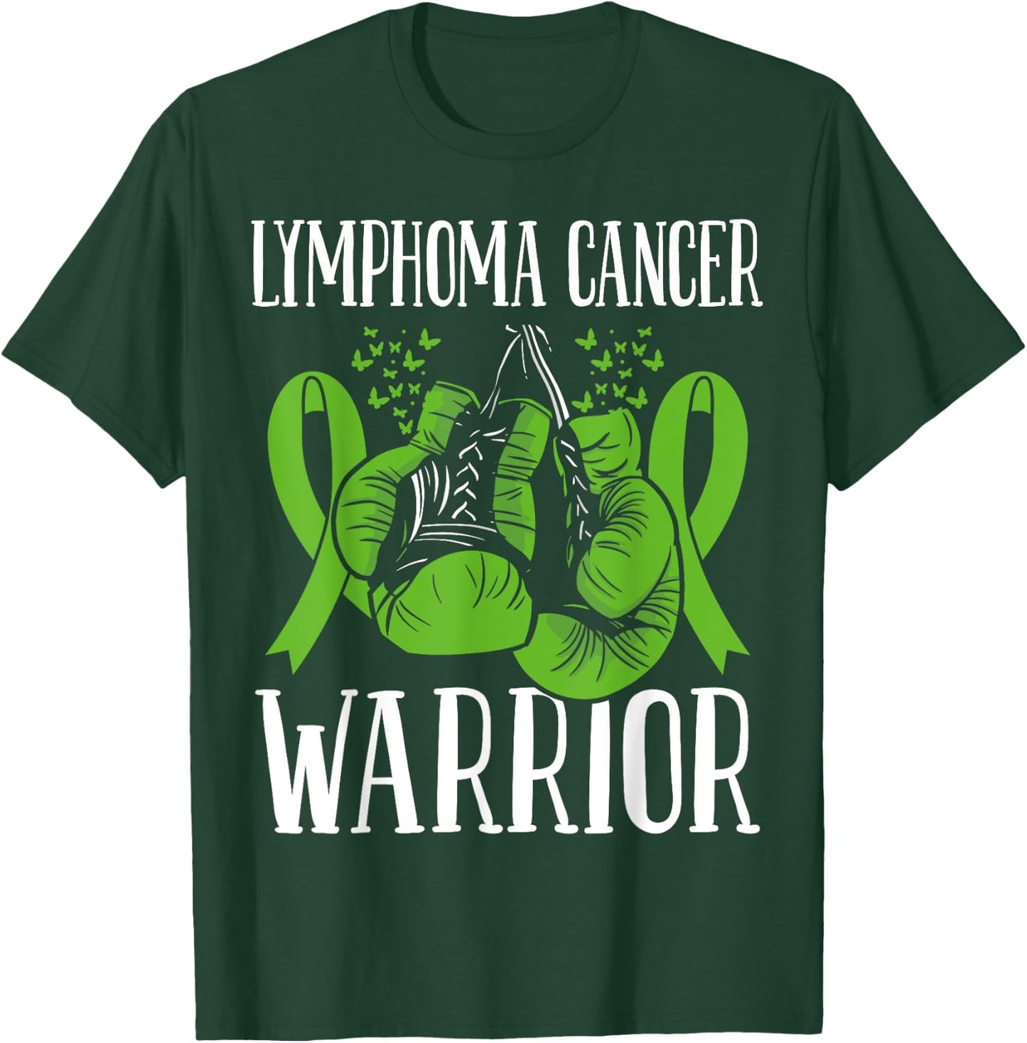 Lymphoma Cancer Awareness Month Warrior Ribbon Boxing Gloves T-Shirt - T-Shirt | Forest