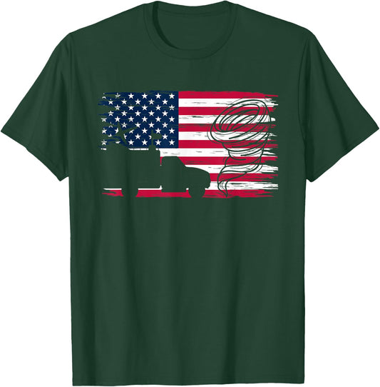 American Flag Storm Chaser Tornado Truck T-Shirt - T-Shirt | Forest