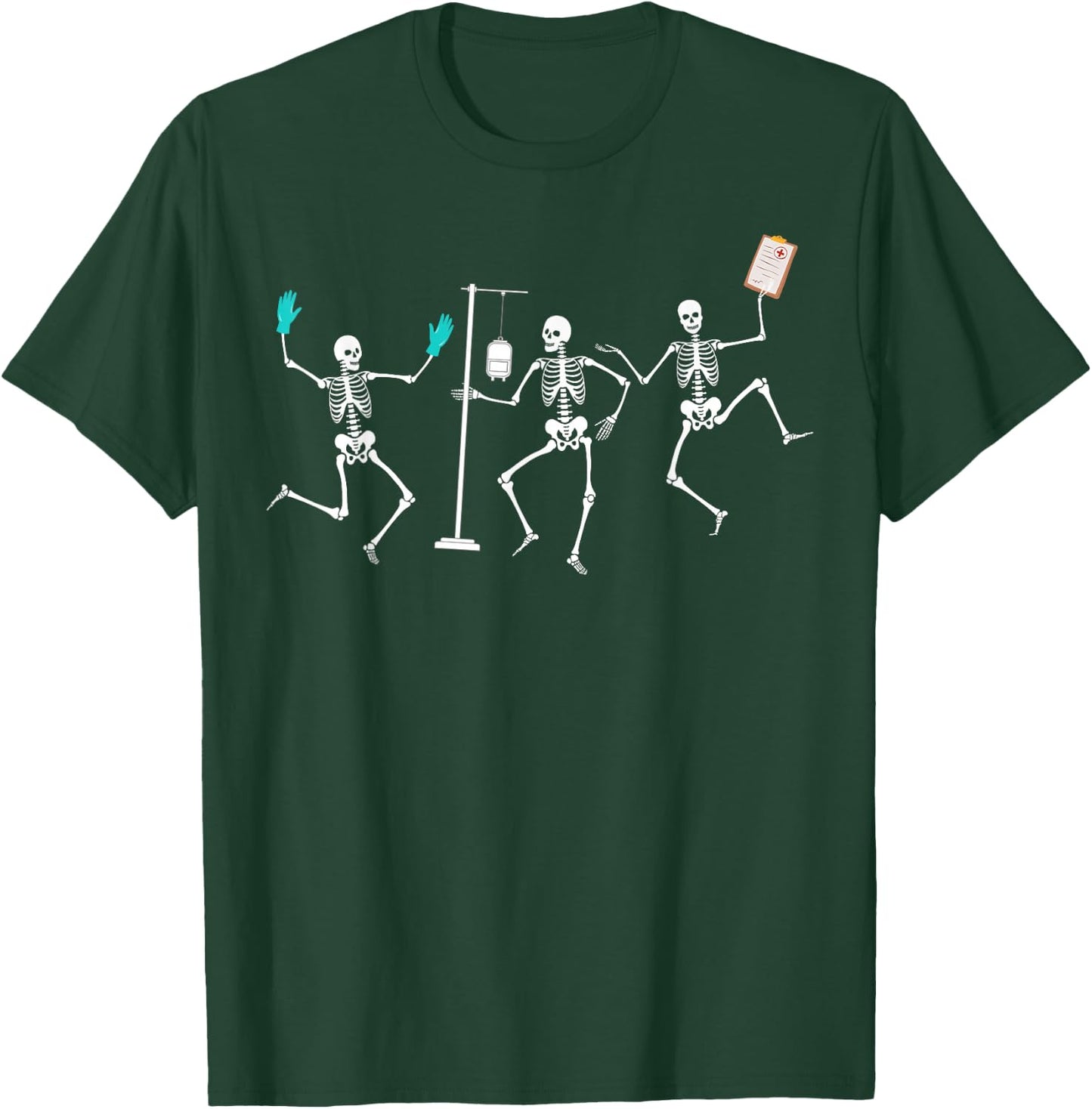 Funny Nurse Skeleton Halloween healthcare Crew Skeleton T-Shirt - T-Shirt | Forest