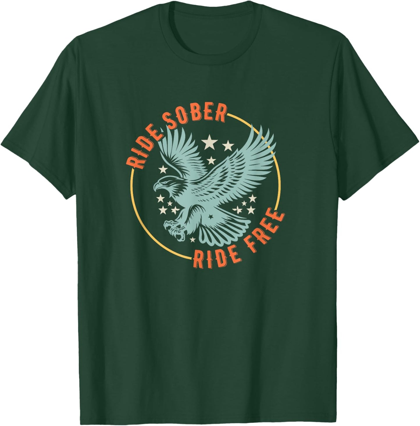 Ride Sober Ride Free AA American Military Eagle Motorcycle T-Shirt - T-Shirt | Forest