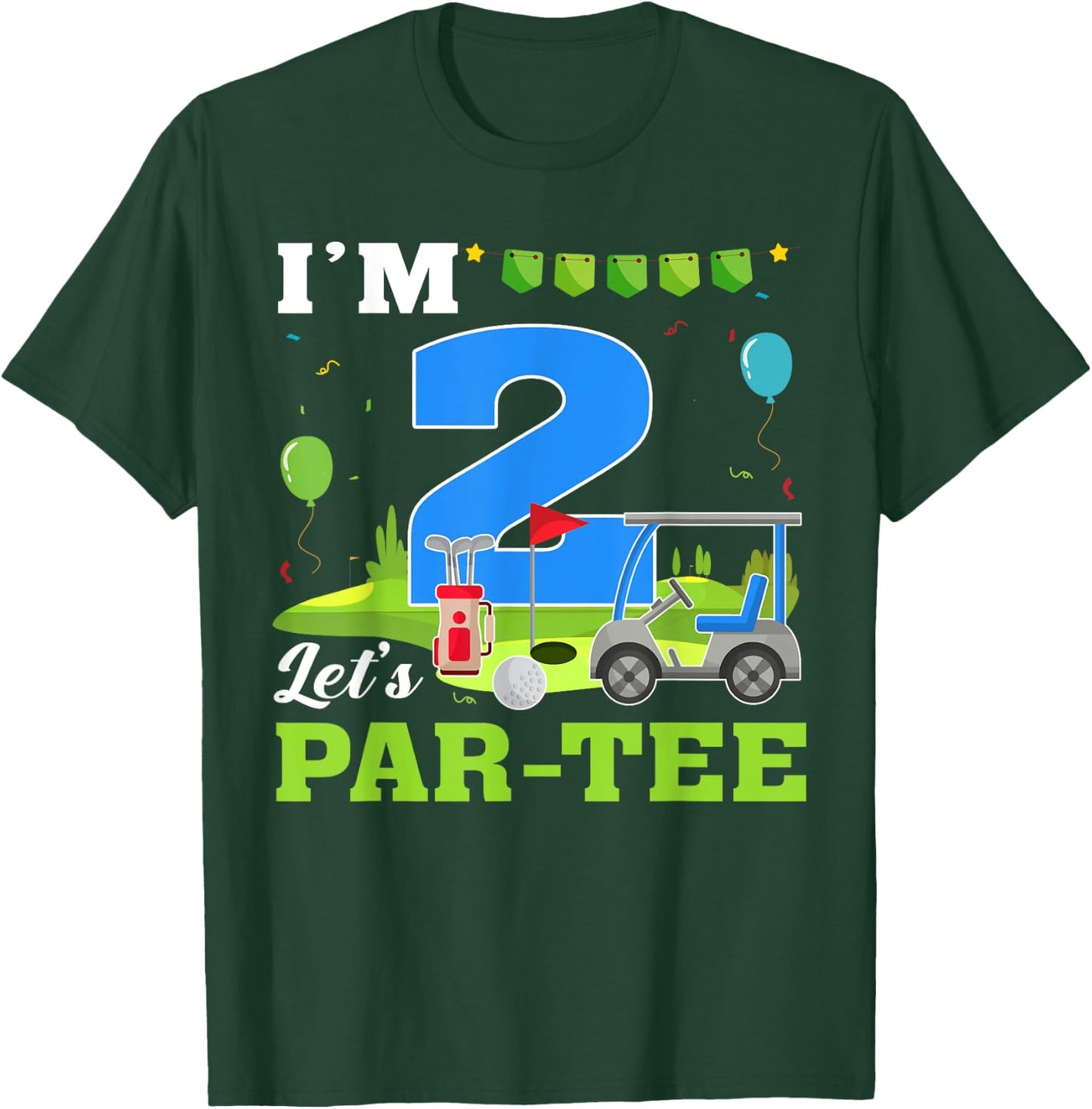 I'm 2 Let's Par- Birthday Golf 2nd Party Sport Kids T-Shirt - T-Shirt | Forest