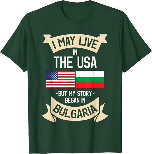 Bulgaria American Flag USA Bulgarian Roots Gifts Women Girls Kids Men T-Shirt - T-Shirt | Forest