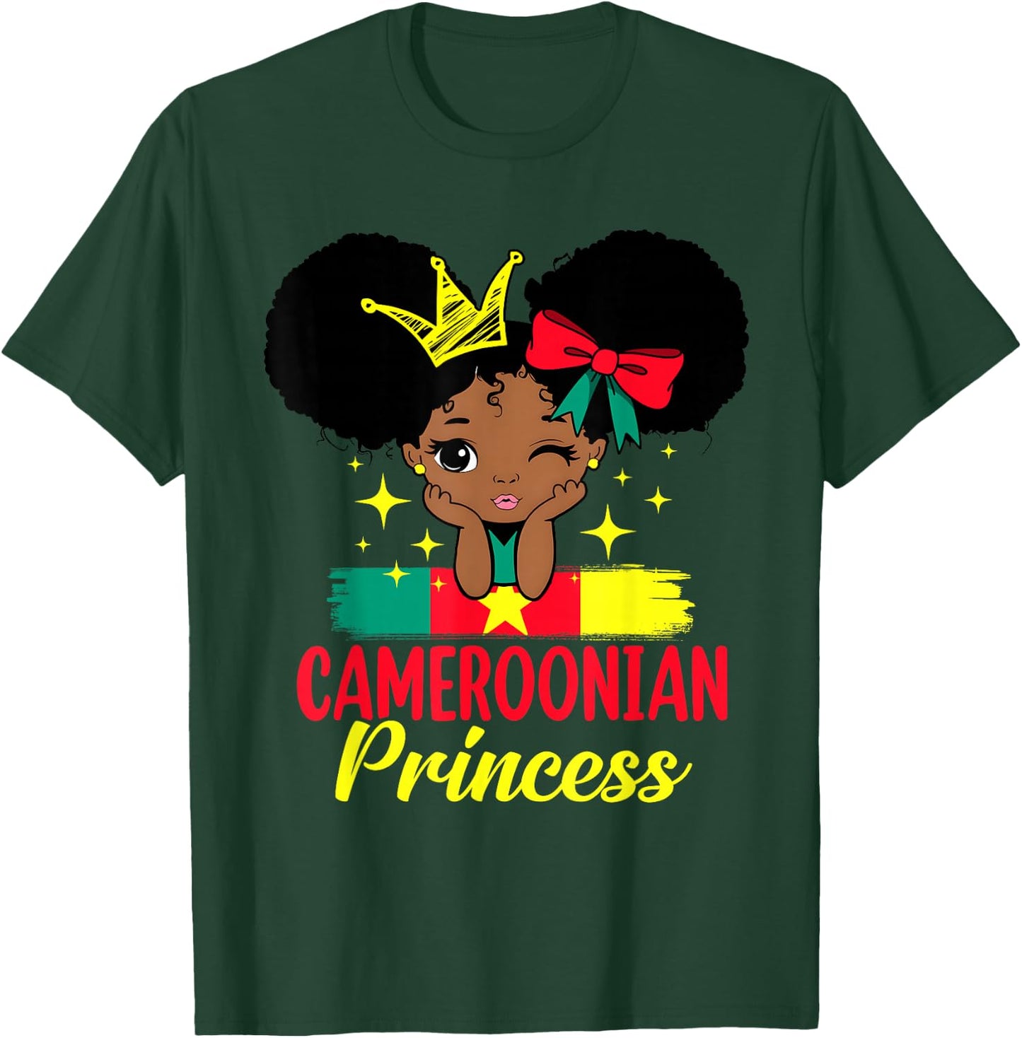 Cameroonian Princess Cameroon Girl Melanin Cameroonian Flag T-Shirt - T-Shirt | Forest