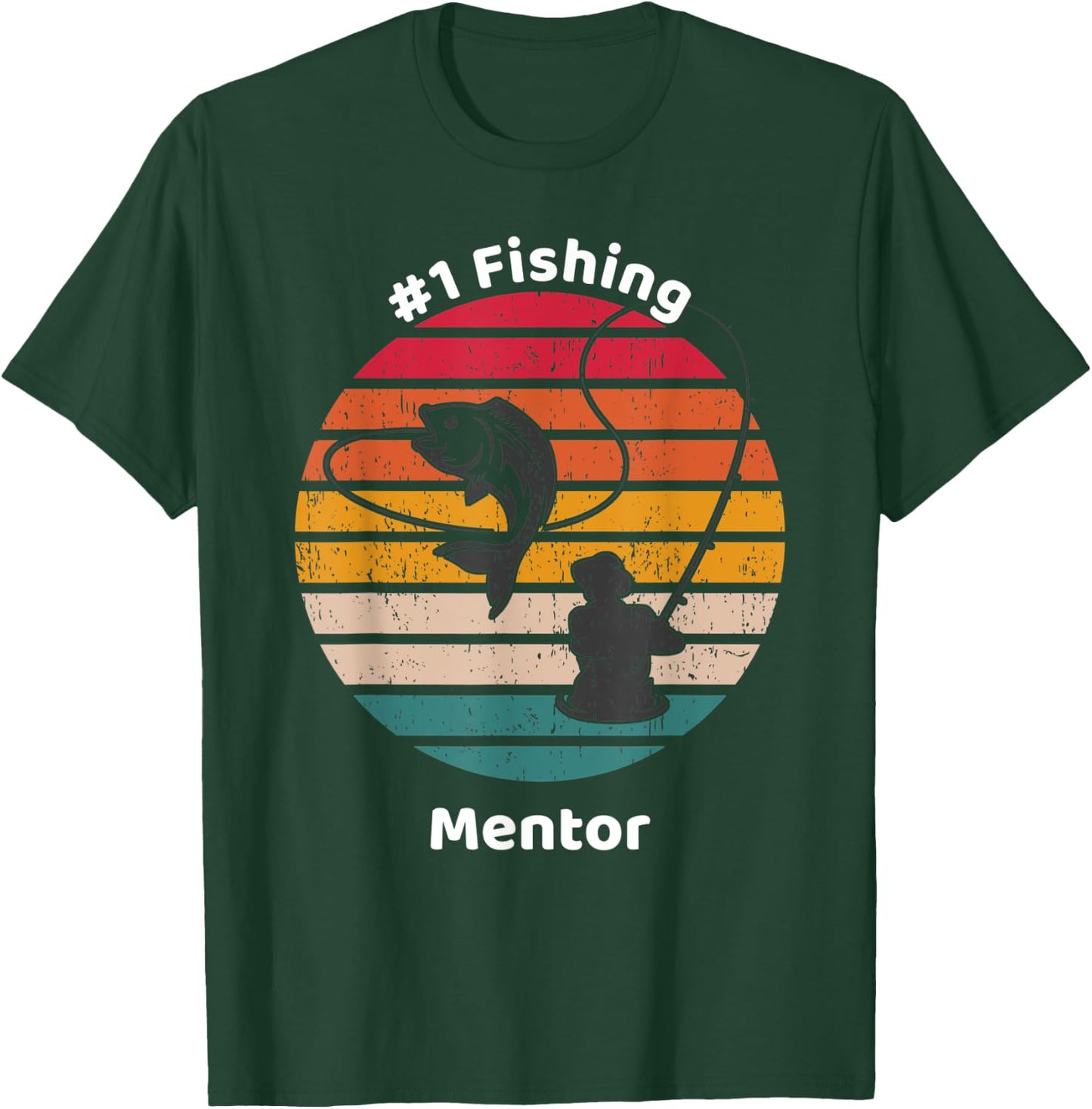 #1 Fishing Mentor Graphic Fisherman Fathers Day Gift T-Shirt - T-Shirt | Forest