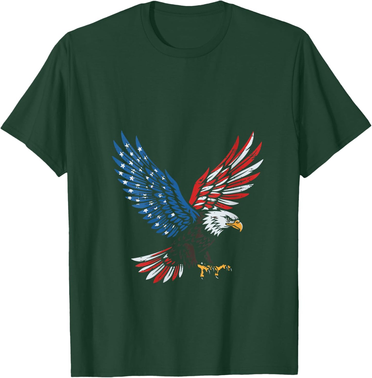 Women's 4th of July Flying Eagle US Flag Patriotic Men Women Kids V-Neck T-Shirt - T-Shirt | Forest