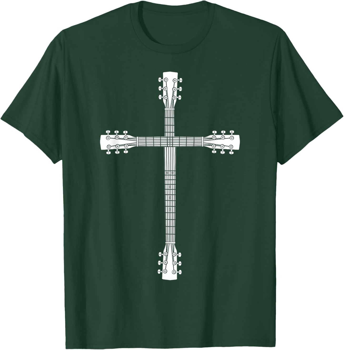 Cool Christian Guitar Cross | Funny Musician Guitarist Gift T-Shirt - T-Shirt | Forest