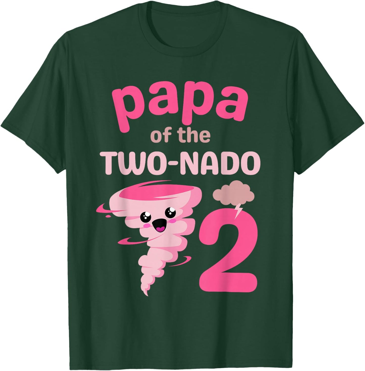 Papa of the Two-nado Tornado Theme 2nd Birthday Party Kids T-Shirt - T-Shirt | Forest