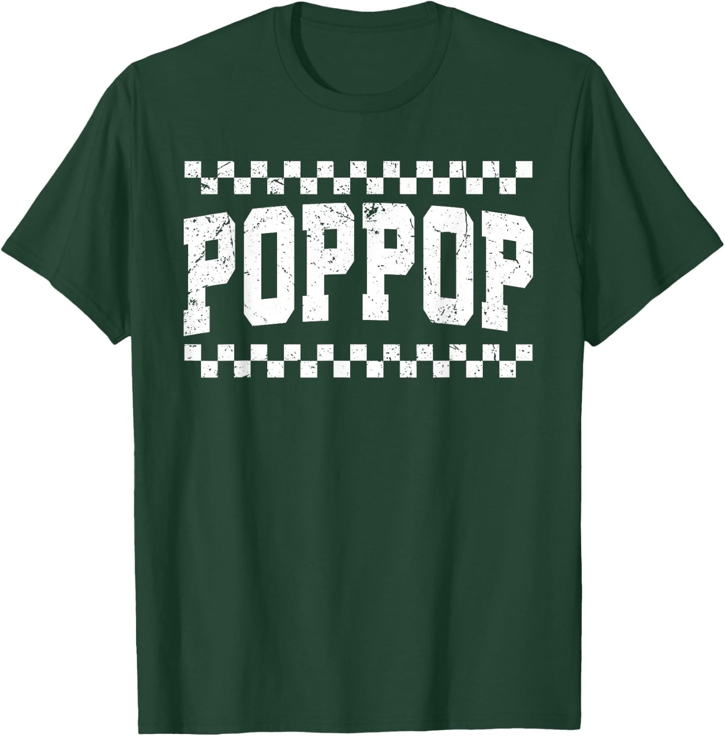 Vintage Checkered Poppop Typography Fathers Day Papa Grandpa T-Shirt - T-Shirt | Forest