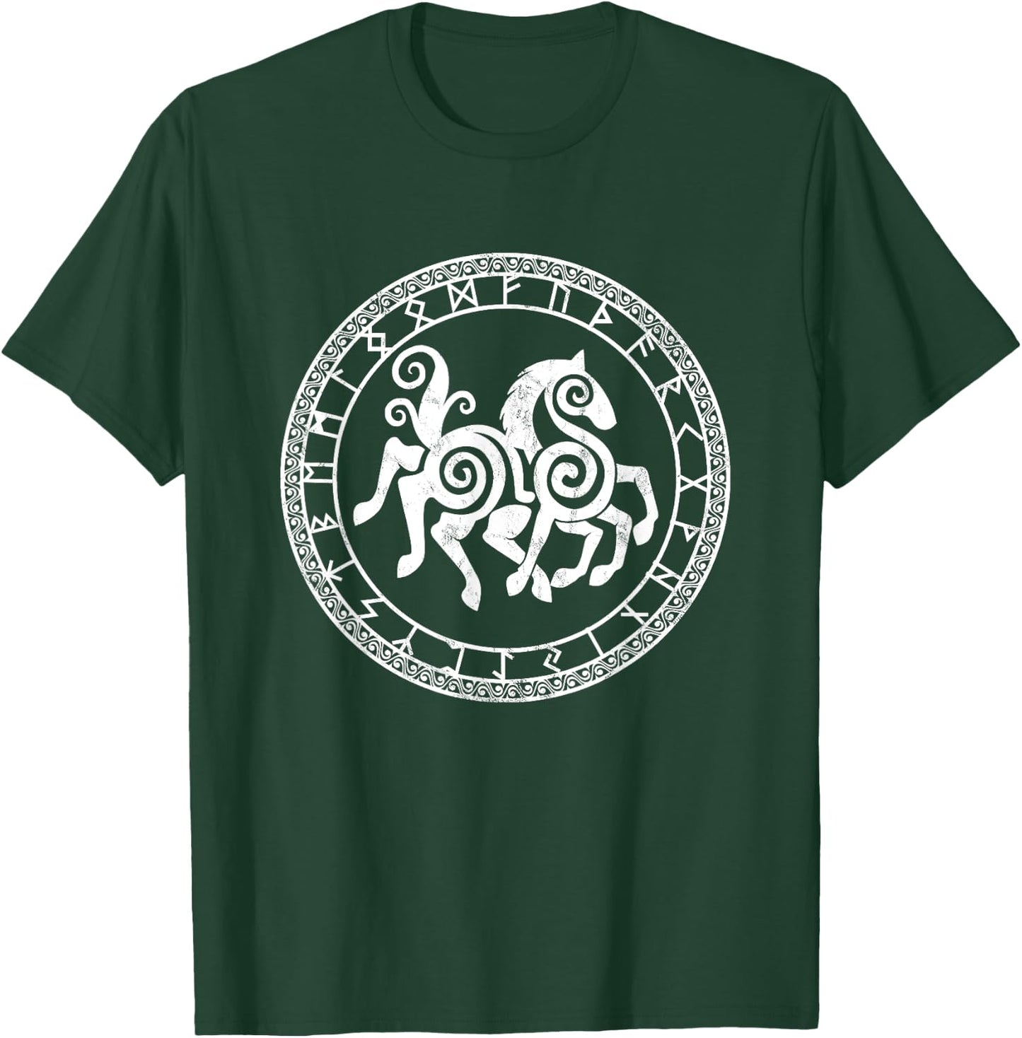Sleipnir Horse Von Odin Rune Circle Viking Gift T-Shirt - T-Shirt | Forest