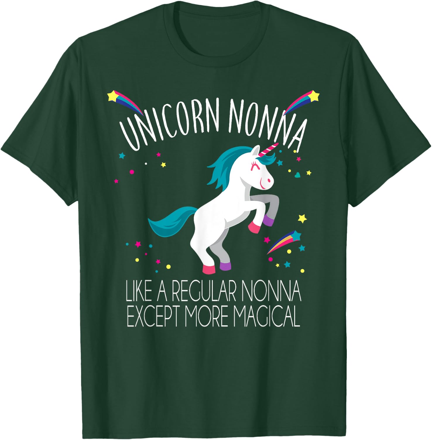 Unicorn Nonna Funny Rainbow Stars Friends Gift T-Shirt - T-Shirt | Forest