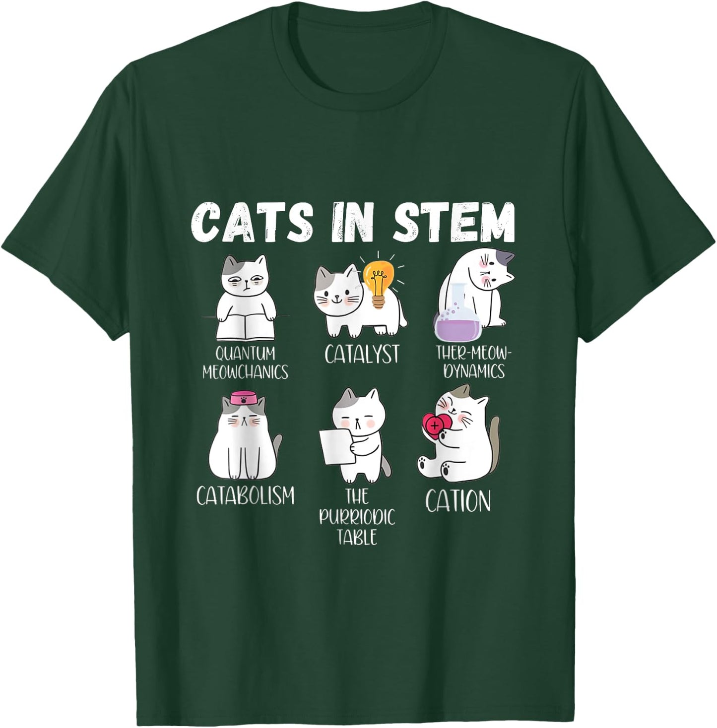 Funny Science Meme Cats In Stem Scientist Nerd Cat Lover Men Women T-Shirt - T-Shirt | Forest