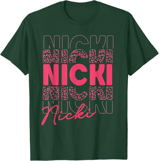 Girl Retro NICKI First Name Personalized Birthday T-Shirt - T-Shirt | Forest