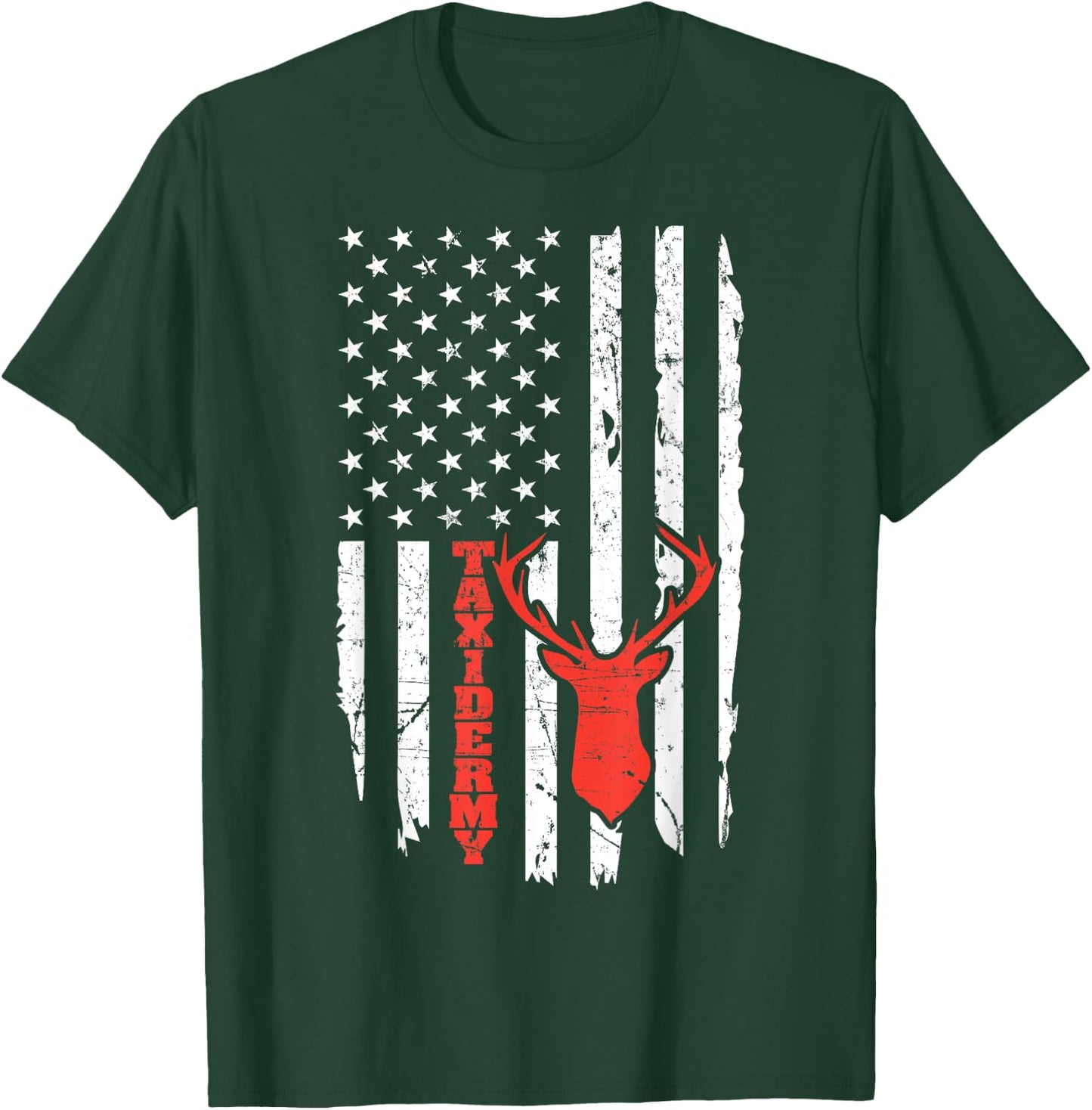 Taxidermy Deer American Flag Kids Men T-Shirt - T-Shirt | Forest