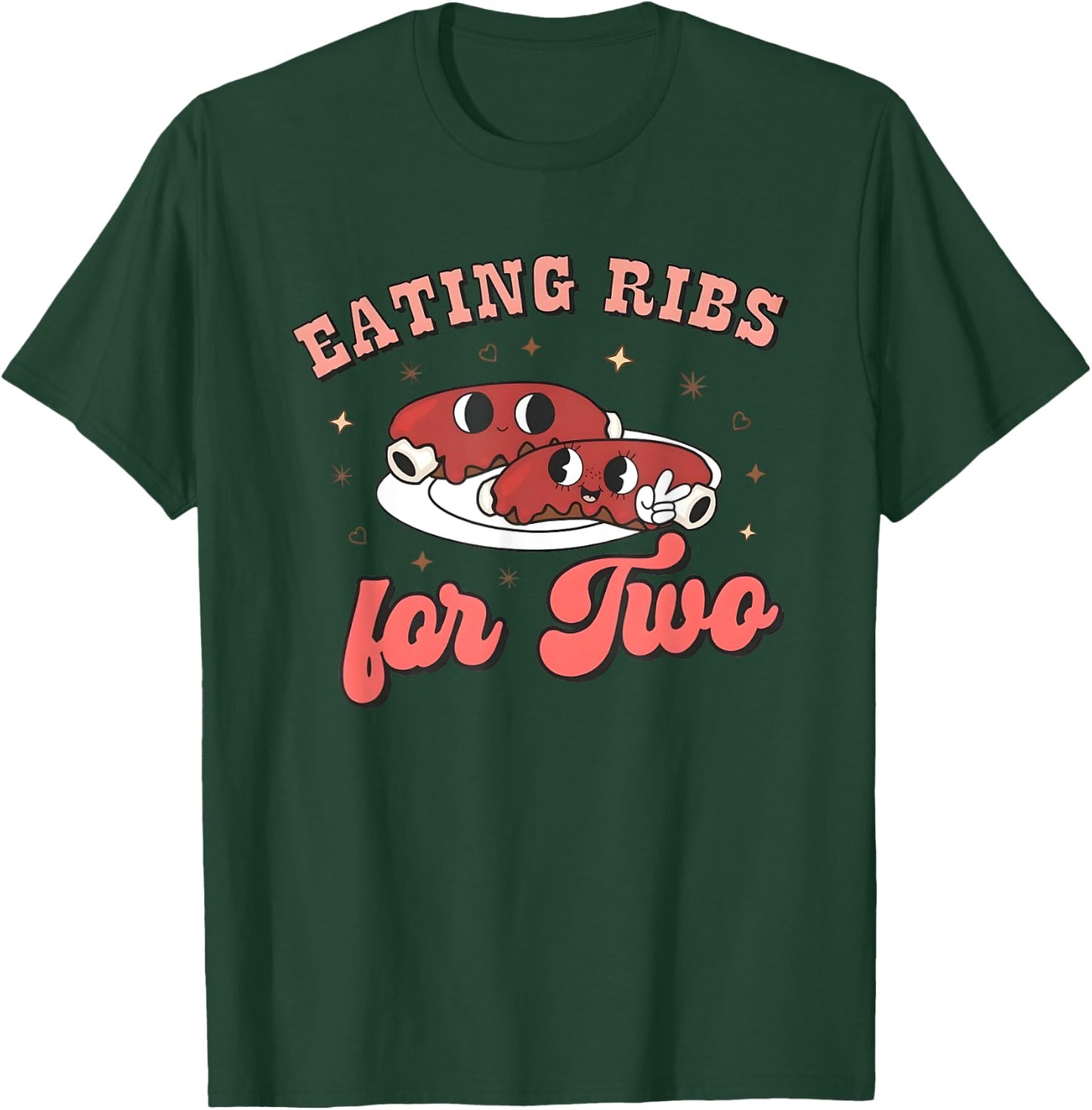 Eating Ribs for Two Pregnancy Announcement BBQ Baby Reveal T-Shirt - T-Shirt | Forest