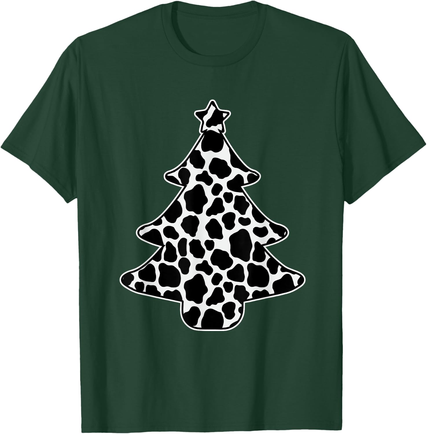 Cow Print Christmas Tree Pajama X-Mas Farm Animal Farmer T-Shirt - T-Shirt | Forest