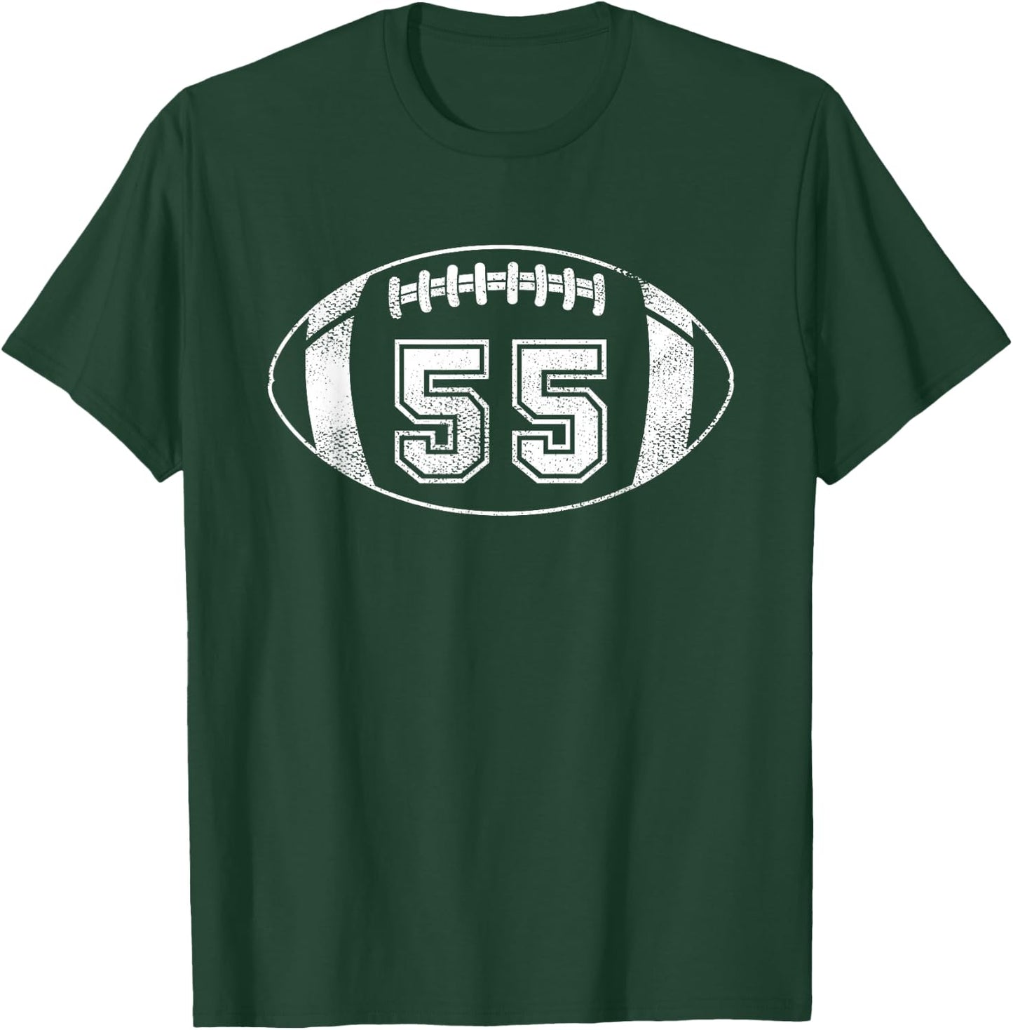 Football Player #55 Football Mom Dad Jersey 55 Varsity Team T-Shirt - T-Shirt | Forest
